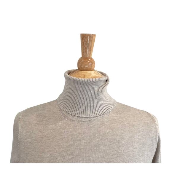 MNG Mango Beige / Cream Long Sleeve Lightweight Turtleneck Sweater, Size M - Picture 2 of 9